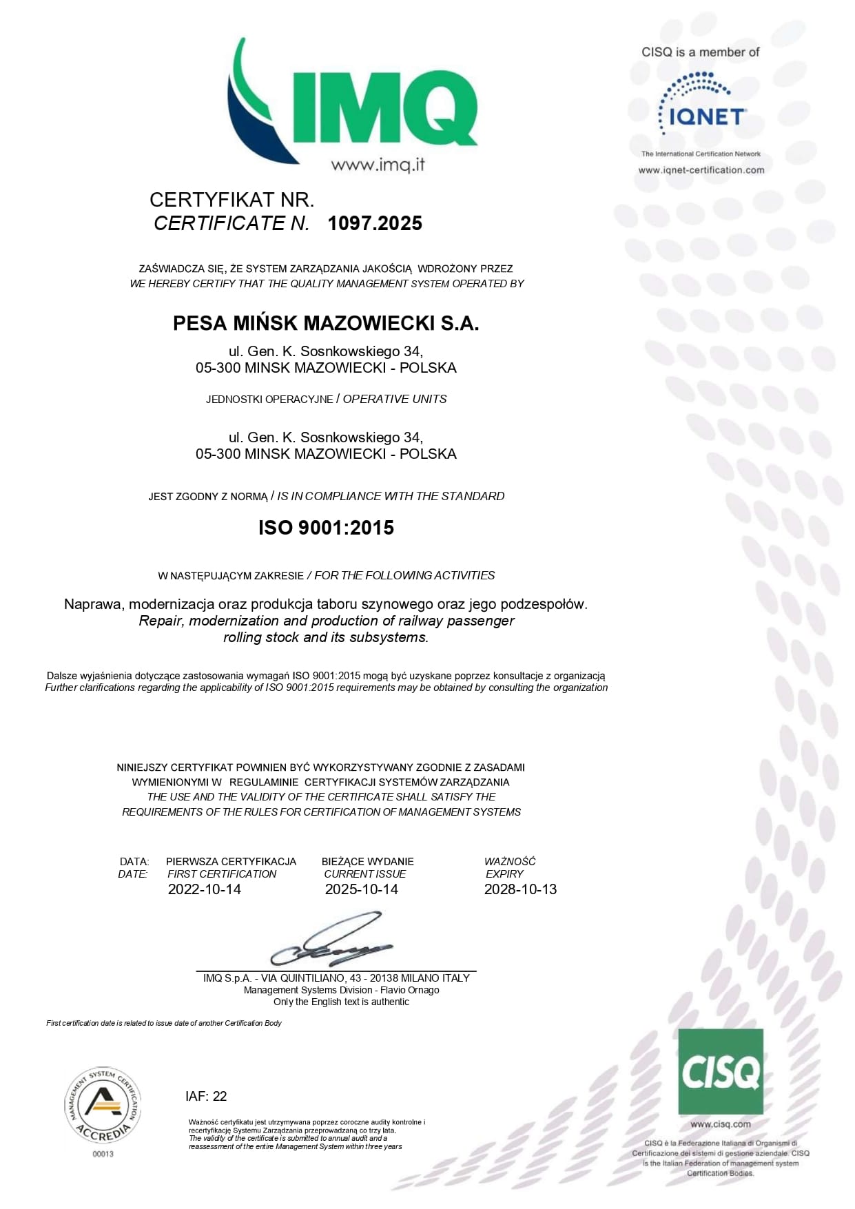 Certificato ISO 9001 nr 1097.2025 - 14.10.2025_13.10.2028._page-0001